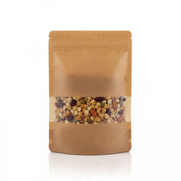 Kraft Pencereli Kilitli Doypack 100gr (11x18,5) | Fermuarlı Ambalaj